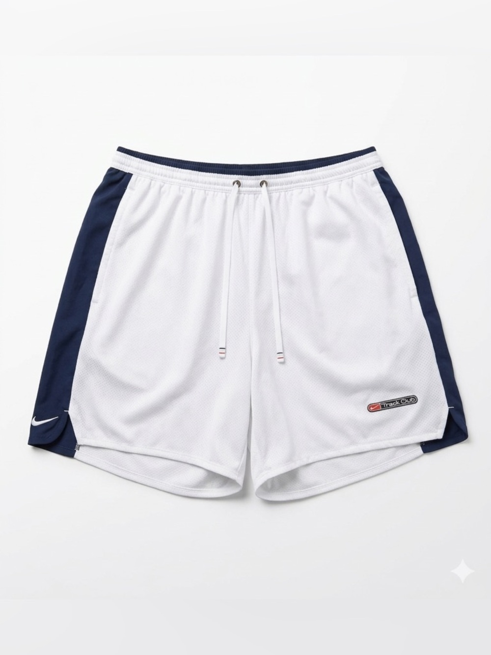 Nike White and Navy Athletic Mesh Shorts